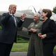 President Donald Trump talks to Chairman, President and CEO of Lockheed Marillyn Hewson and Chief Test Pilot Alan Norman in front of an F-35 fighter jet during the 2018 Made in America Product Showcase July 23, 2018 at the White House in Washington, DC.